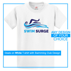 Personalised Swimming Club White T-Shirt With Your Own Logo Artwork On Front